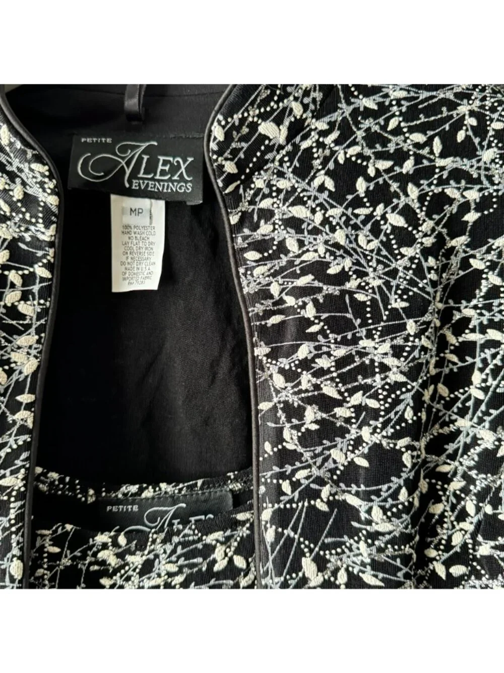 Alex Evenings 2-Piece Jacket Tank Set-Petite M-Black Glitter 4211285 NWT Wedding